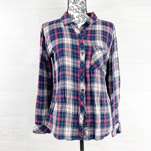 Rails Red Blue Maddox Plaid Flannel Button Down Top - Picture 3 of 11